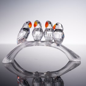 Swarovski Crystal Figurine, Baby Lovebirds
