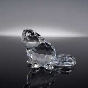 Swarovski Silver Crystal Figurine, Baby Beaver Sitting, 164638