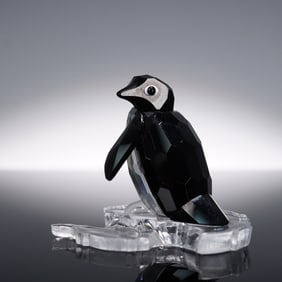 Swarovski Crystal Penguin Figurine on Ice Floe Base with Box