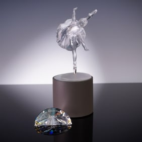3pc Swarovski Crystal Figurine, Ballerina + Plaque + Base