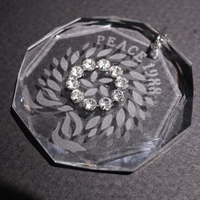 Swarovski Crystal Ornament, Peace 1988, with Velvet Pouch