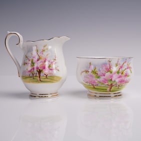 2pc Royal Albert Creamer and Sugar Bowl, Blossom Time