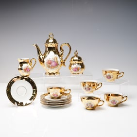 13pc Gloria Bavaria Gold Porcelain Coffee-Tea Set