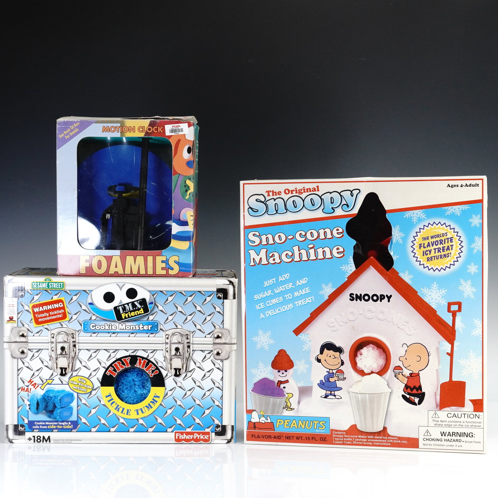 3pc Toys Snoopy Sno-Cone Machine, TMX Cookie Monster Foamies, Motion Clock (1 of 4)