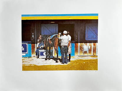 Richard McLean (American 1934-2014) Lucky Penny, Signed: Richard McLean (1934-2014) was a leading artist in the Photorealist movement. McLean was known for his depictions of show and racehorses. Initially working from horse magazines, McLean began to create