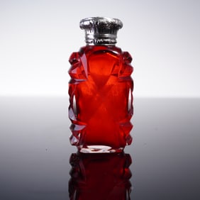 European Silverplate and Metal Mounted Ruby Glass Scent Bottle