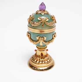Faberge Imperial Style Egg Clock with Box