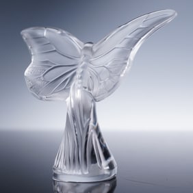 Lalique Crystal Clear Figurine, Butterfly Rosee