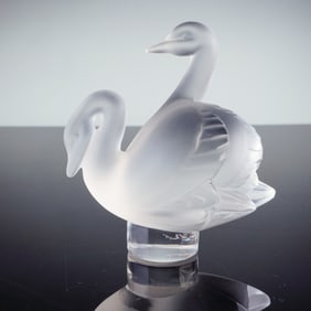 Lalique Crystal Figurine, Swans