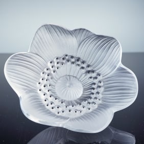 Lalique Crystal Flower Paperweight, Anemone