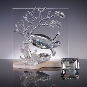 2pc Swarovski Crystal Sculpture, Wonders Of The Sea Eternity with Plaque