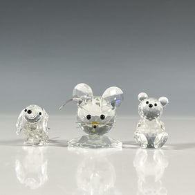3pc Swarovski Crystal Figurines, Dog, Mouse and Bear