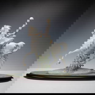 Lladro Porcelain Figurine with Base, Female Equestrian 1004516: Gloss-finish porcelain figurine by Lladro depicting a female equestrian in riding attire mounted on a white horse. The rider is shown seated sidesaddle, wearing a riding jacket and helmet, holding lea