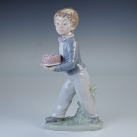Nao by Lladro Porcelain Figurine Boy with Cake