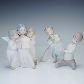 3pc Lladro Porcelain Angel Figurine Grouping