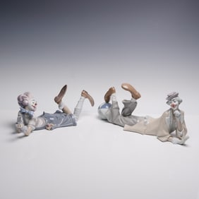 2pc Lladro Porcelain Figurines, Clown 1004618, The Magic of Comedy 1006913