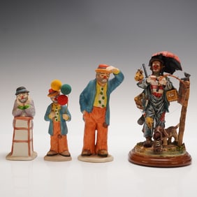 4pc Clown Figurine Collection, Flambro & Clowning Co. of America
