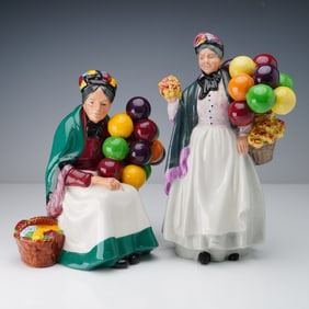 2pc Royal Doulton Figurines, The Old Balloon and Biddy Pennyfarthing