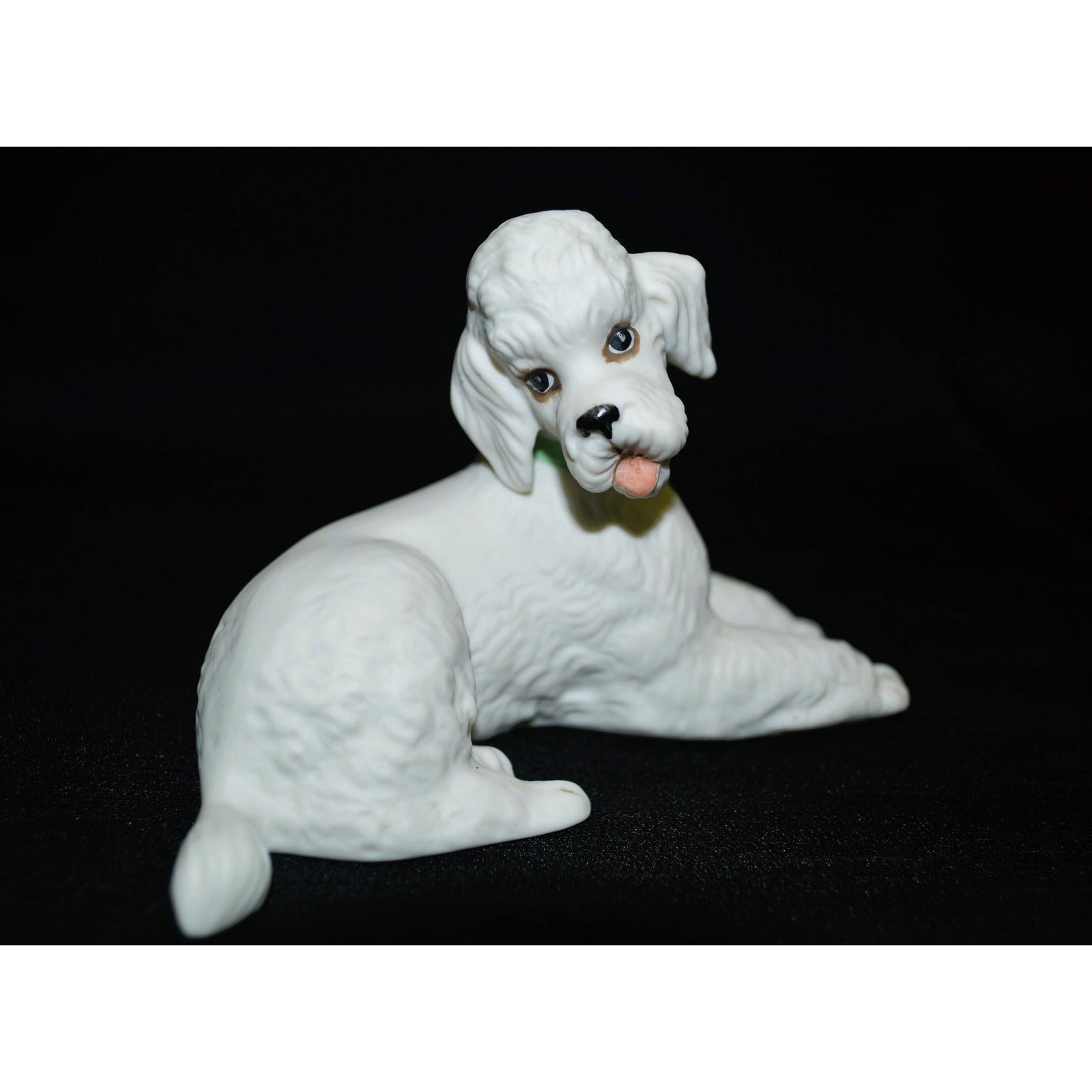 Boehm Porcelain Poodle Reclining Dog, W/Green Collar, 1959 (1 of 5)
