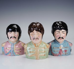 3pc Bairstow Manor Legends of Rock & Roll Beatles Ceramic Character Jugs