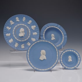 4pc Wedgwood Blue Jasperware Commemorative Plates