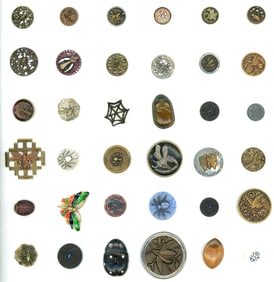 A card of assorted material insect buttons