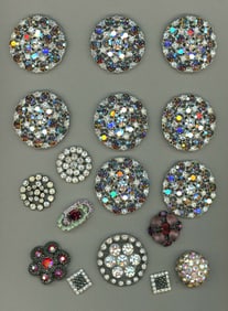 A card of assorted Paste jewel buttons