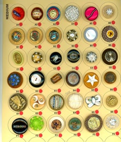 A full card of assorted plastics buttons