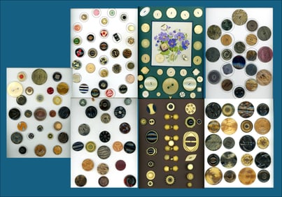 7 Cards of assorted plastic and Celluloid buttons