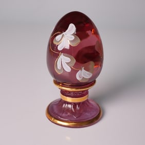 Limited Edition Fenton Cranberry Art Glass Egg