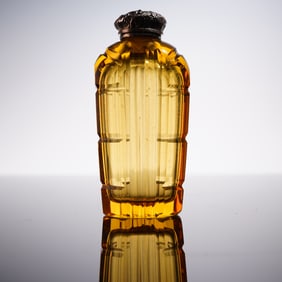 European Silverplate and Metal Mounted Amber Glass Scent Bottle