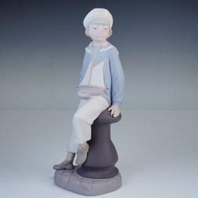 Lladro Porcelain Figurine Boy with Yacht 01014810