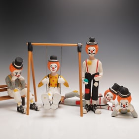5pc Austin Productions Clown Sculptures Inc