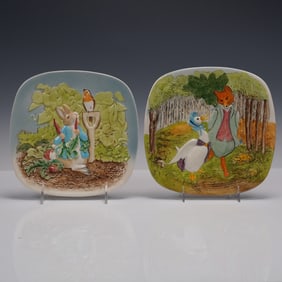 2pc Beswick Beatrix Potter Hand Painted Collector's Plates