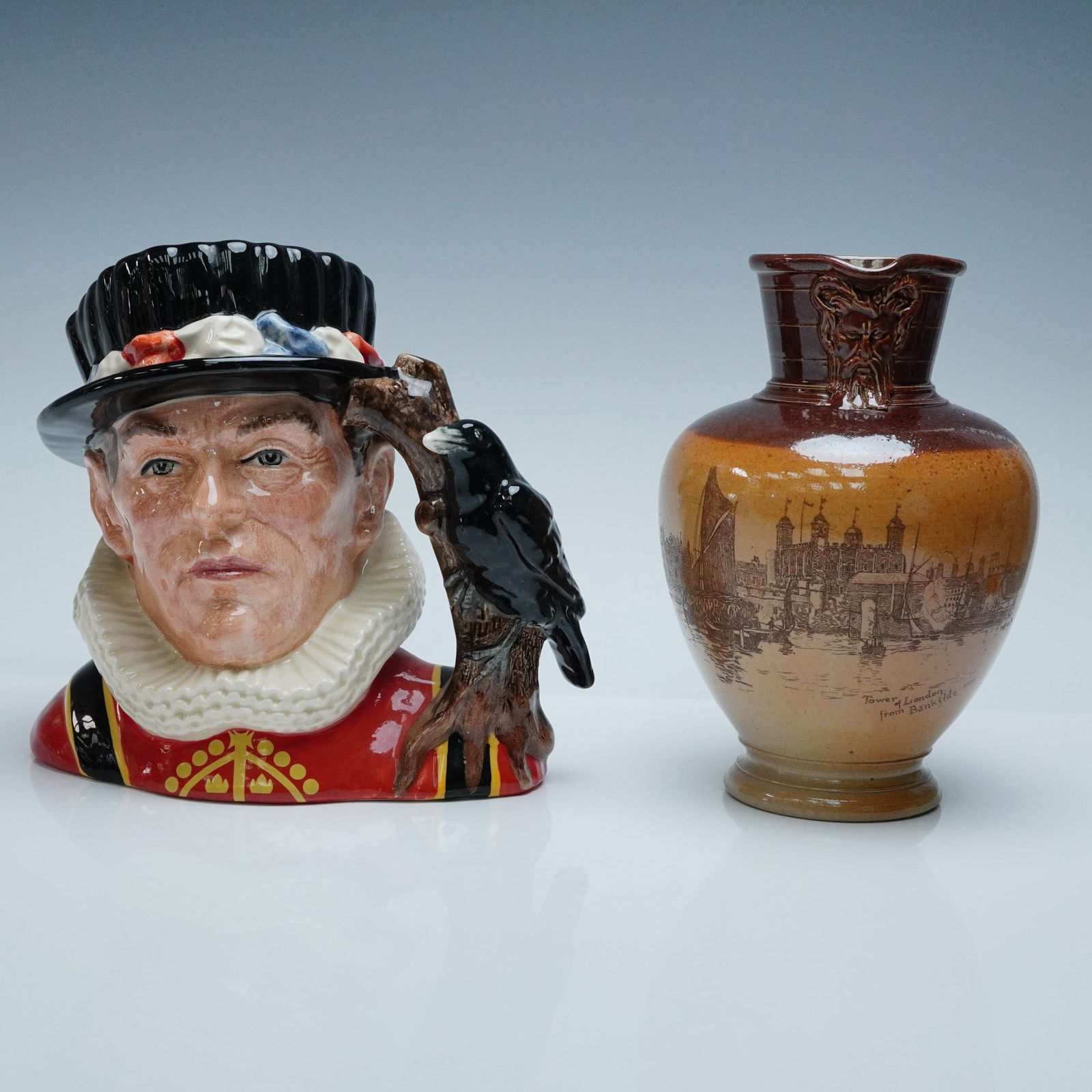 2pc Royal Doulton Character Jug and Doulton Lambeth Pitcher (1 of 3)