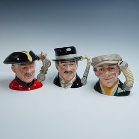 3pc Royal Doulton Character Jugs, Busker, Chelsea Pensioner, City Gent