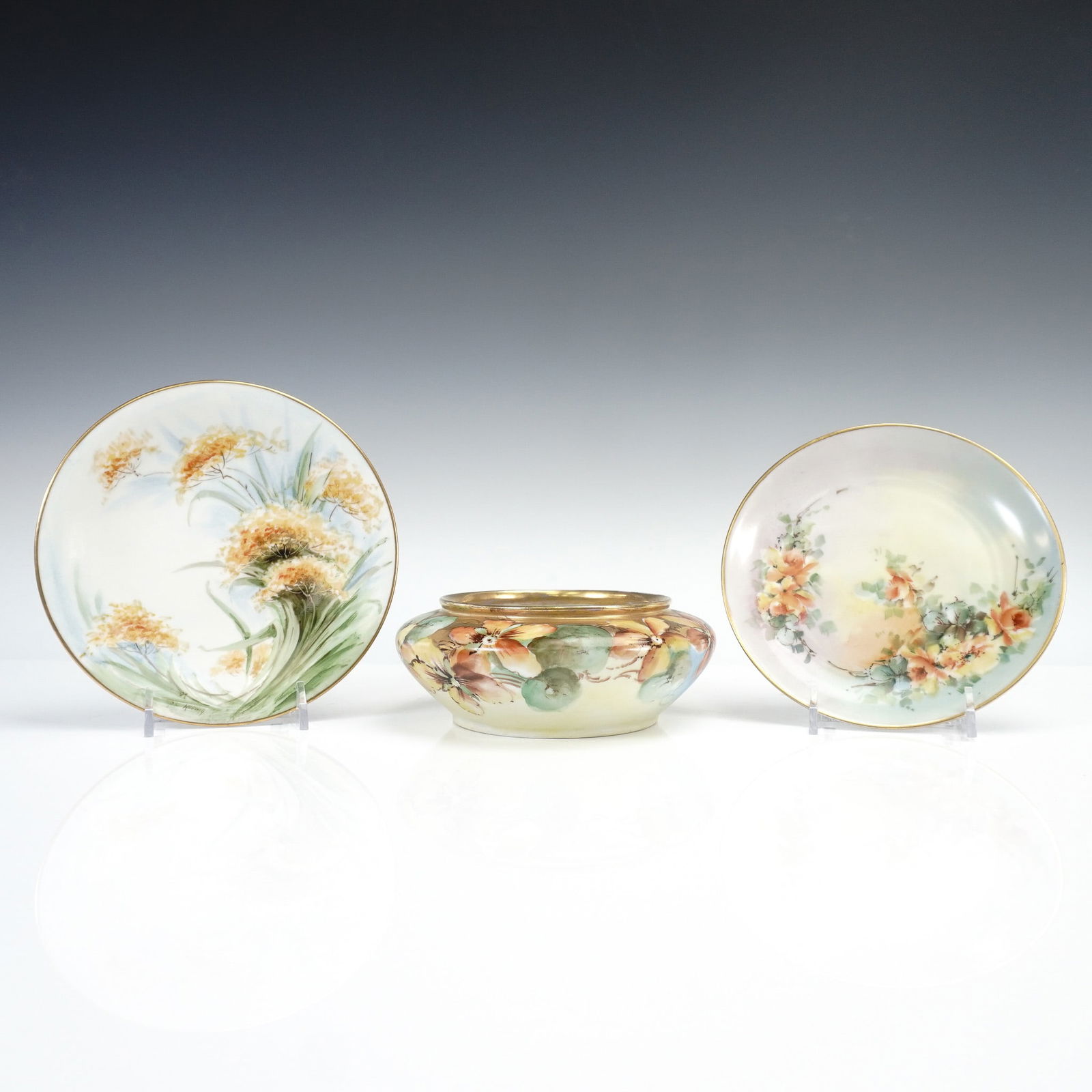 3pc Hand Painted Porcelain Plates and Bowl, France, Austria and Germany (1 of 6)