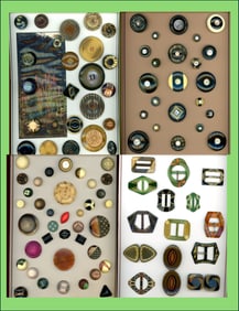 A bag lot of whole cards of buttons & buckles