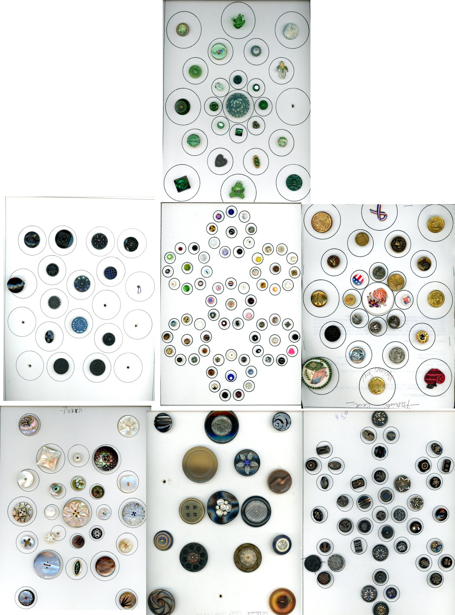 A box lot of assorted material cards of buttons (1 of 8)