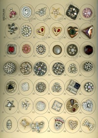 A full card of assorted jeweled buttons