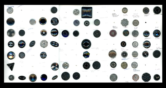 3 Cards of assorted style black glass buttons