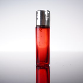 European Silverplate and Metal Mounted Ruby Glass Scent Bottle