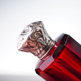 European Silverplate and Metal Mounted Ruby Glass Scent Bottle