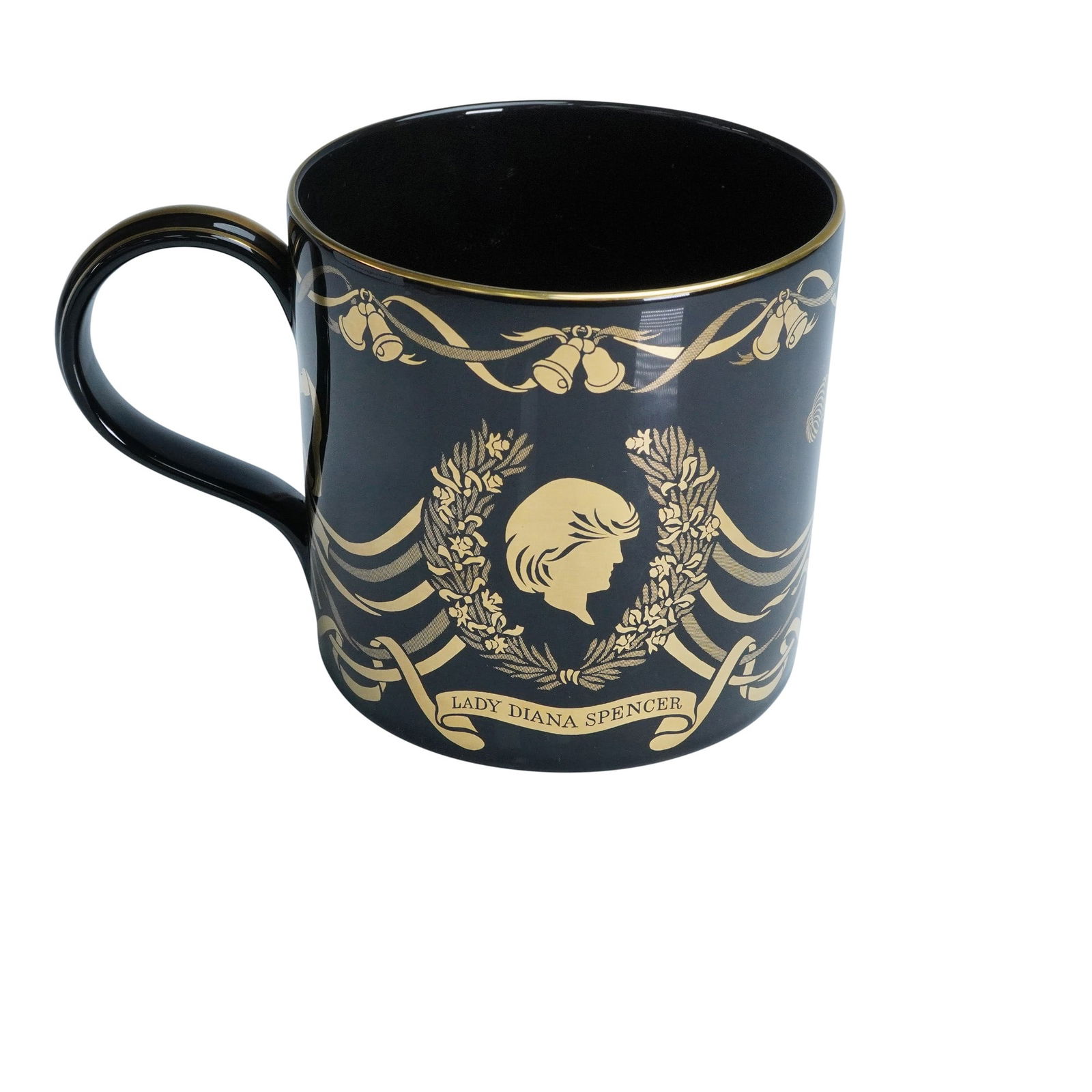 Wedgwood Black Basalt Glazed Prince Charles & Lady Diana Commemorative Mug (1 of 4)