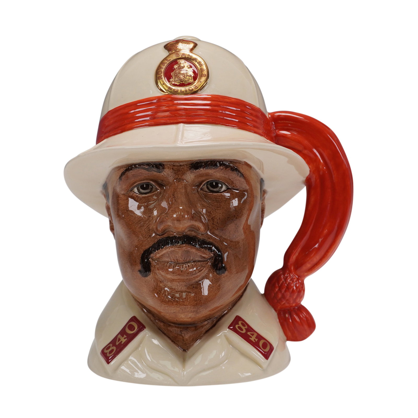 Royal Doulton Bahamas Policeman Character Jug Signed: Royal Doulton character jug titled Bahamas Policeman, model D6912. Signed on the underside of the base by Michael Doulton and dated 1992. Measures 6.5"L x 7.5"H. Dimensions: See Description Country of