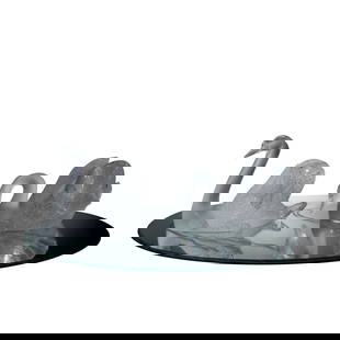 3pc Lalique Crystal Figurines, Swans + Mirror Base: This elegant 3-piece Lalique crystal figurine set includes two majestic frosted crystal swans paired with a round beveled-edge mirror base. Featuring graceful lines and intricately detailed feathers,