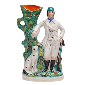 Staffordshire-Style Spill Vase with Hunter & Dog