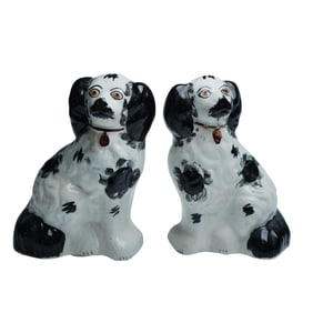 Pair of Victorian Staffordshire Spaniel Dog Figurines