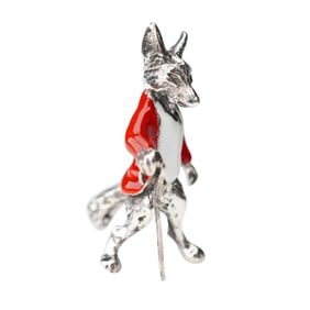 Sterling Silver and Enamel Mini Figurine, Huntsman Fox