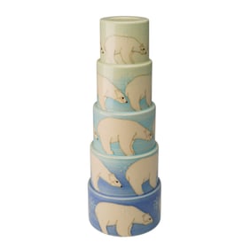 Dennis Chinaworks Pottery by Sally Tuffin Candlestick, Polar Bear on Blue